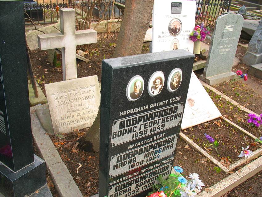 Могила Бориса Добронравова на Новодевичьем кладбище